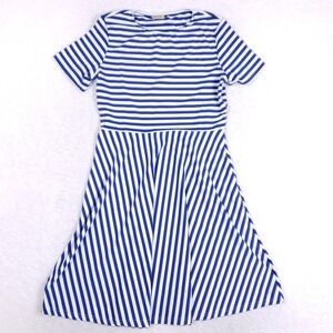 ACEVOG Skater Dress Womens‎ Striped Fit Flare Blue White Nautical Casual Sailor